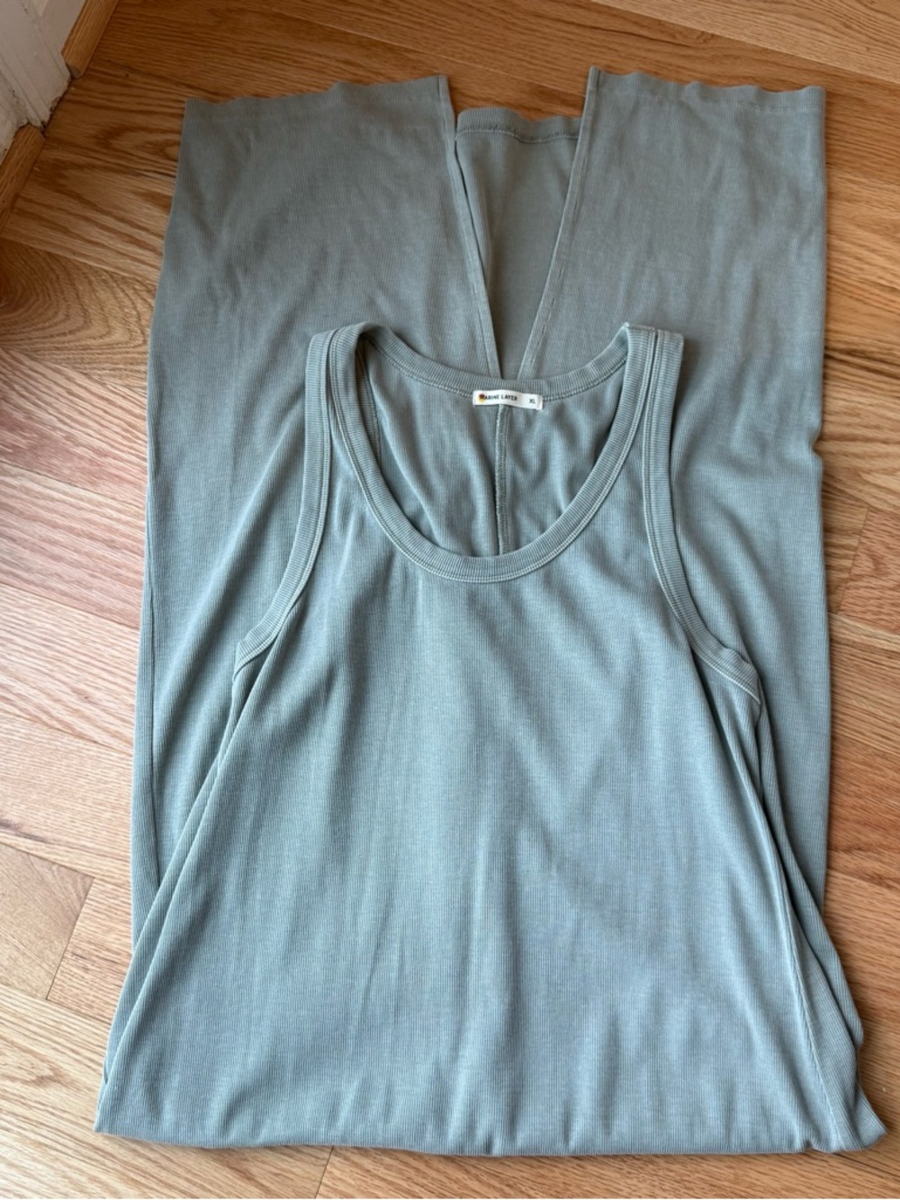 Marine Layer Lexi Rib Sun-In Dress Sage Green Midi Summer - Size XL Cotton Modal - Picture 6 of 10